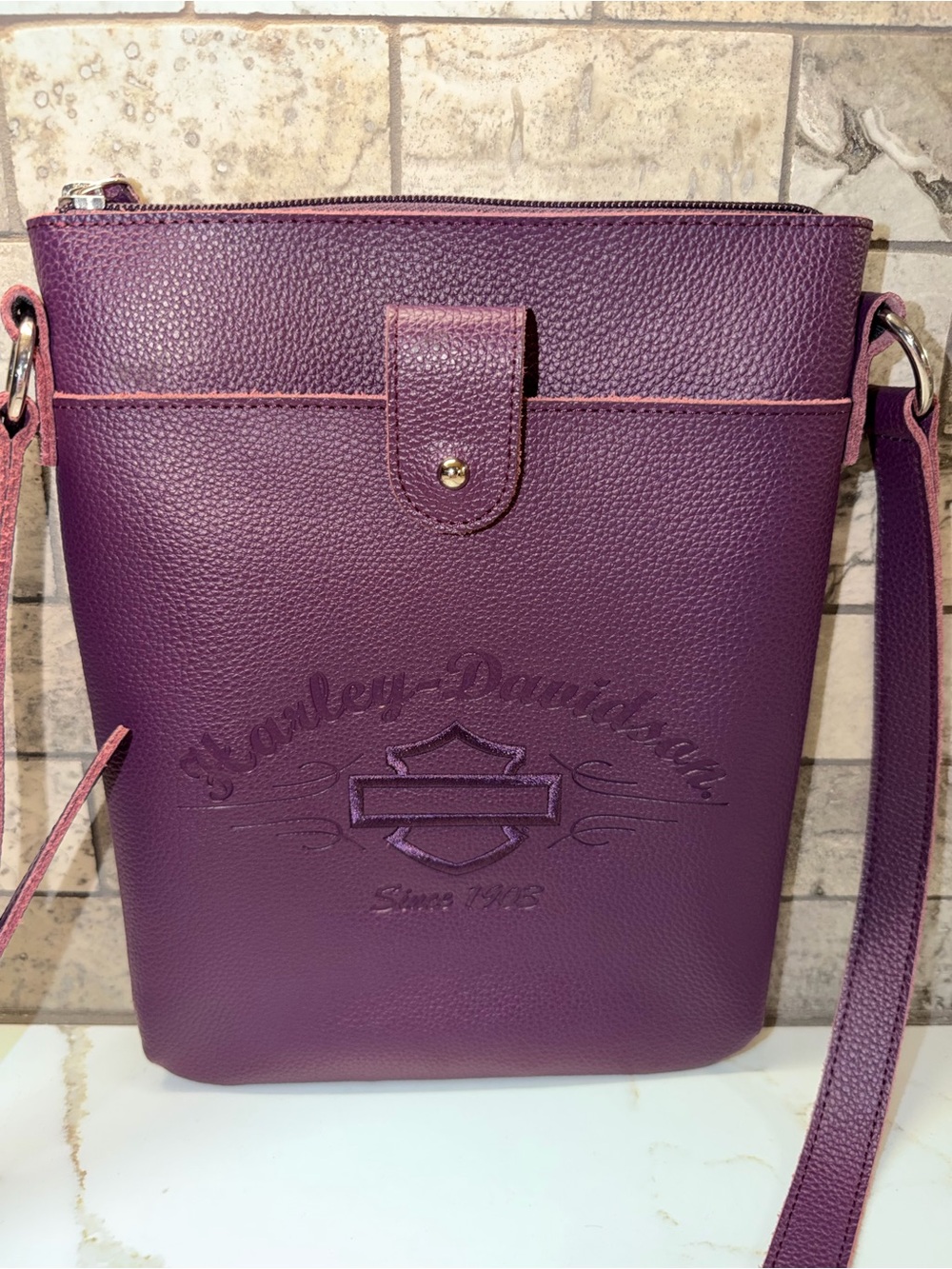 Harley-Davidson Plum Leather Crossbody Bag
